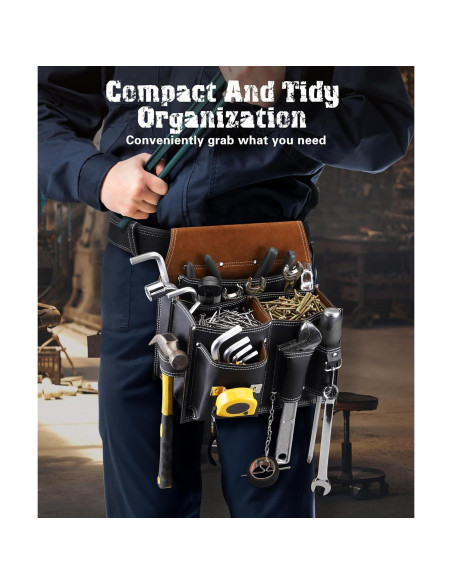 Bolsa de Herramientas ARCFOX con Cinturón de Cuero 10 Bolsillos