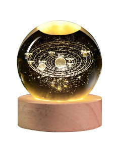 Esfera de Cristal 3D Sistema Solar QIANCHANG 60mm Luz LED