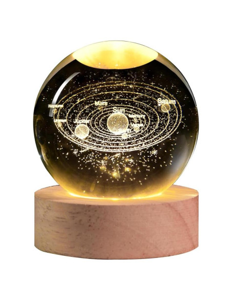 Esfera de Cristal 3D Sistema Solar QIANCHANG 60mm Luz LED