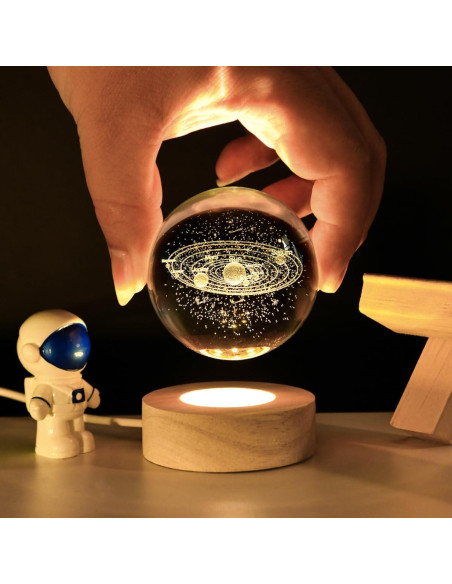 Esfera de Cristal 3D Sistema Solar QIANCHANG 60mm Luz LED