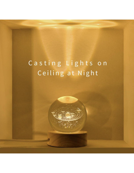 Esfera de Cristal 3D Sistema Solar QIANCHANG 60mm Luz LED