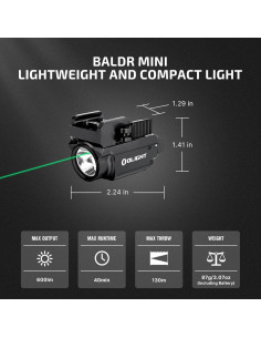 Linterna Táctica OLIGHT Baldr Mini 600 Lúmenes USB Verde 2