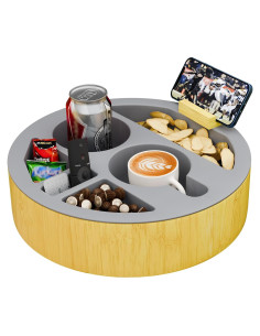 Bandeja Soporte Tazas Surmol Redonda Silicona Bambú Gris