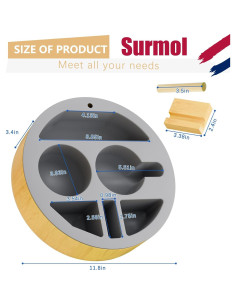 Bandeja Soporte Tazas Surmol Redonda Silicona Bambú Gris 2