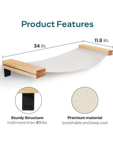 Hamaca para Gatos Sand Peak 86x33 cm Madera Sólida