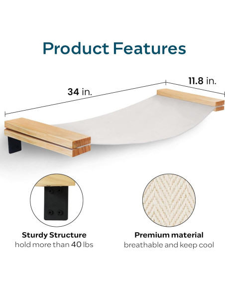 Hamaca para Gatos Sand Peak 86x33 cm Madera Sólida