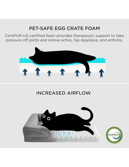 Cama para Gatos Bedsure Gris Soporte Ortopédico 50x38 cm Cama para Gatos Bedsure Gris Soporte Ortopédico 50x38 cm