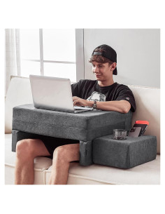 Almohadilla de regazo Comehealthy grande con portavasos gris