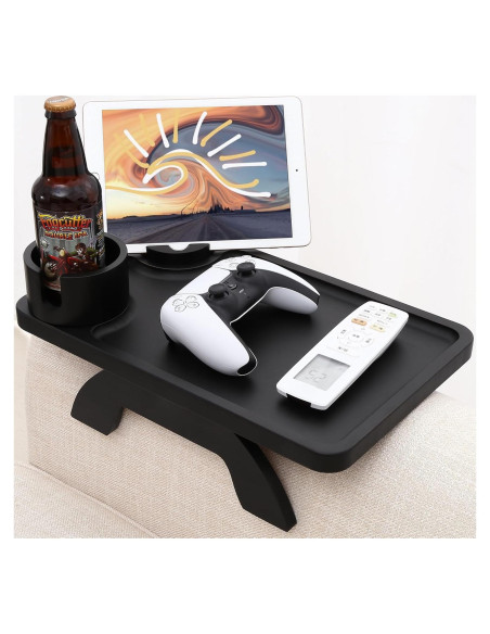 Mesa de brazo para sofá Linsongmax con portavasos y soporte