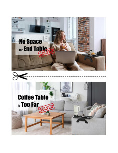 Mesa de brazo para sofá Linsongmax con portavasos y soporte 2