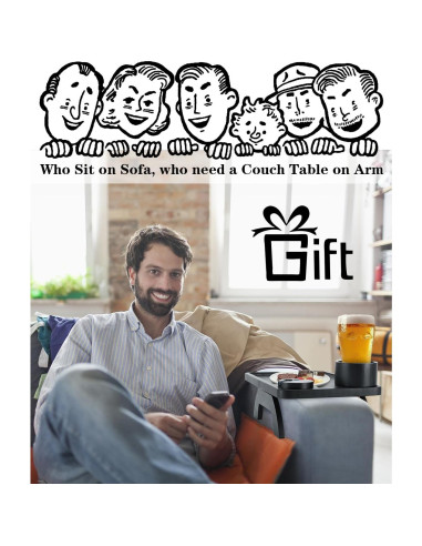 Mesa de brazo para sofá Linsongmax con portavasos y soporte