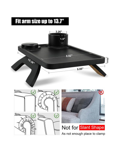 Mesa de brazo para sofá Linsongmax con portavasos y soporte