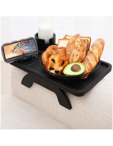Mesa de brazo para sofá Linsongmax con portavasos y soporte