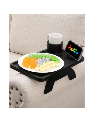 Mesa de brazo para sofá Linsongmax con portavasos y soporte