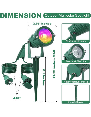 Foco LED RGB Enhon 2 Piezas Exterior a Prueba de Agua