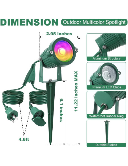 Foco LED RGB Enhon 2 Piezas Exterior a Prueba de Agua