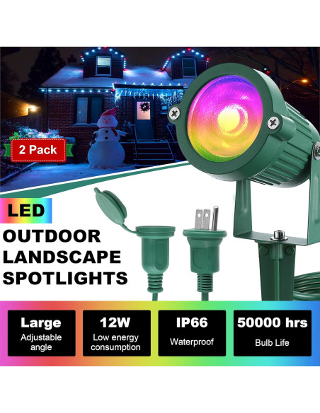 Foco LED RGB Enhon 2 Piezas Exterior a Prueba de Agua