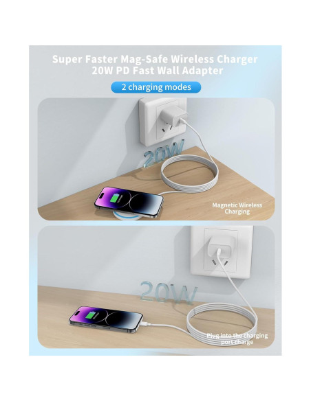 Cargador Inalámbrico Magnético AIOXQNL 15W para iPhone y AirPods