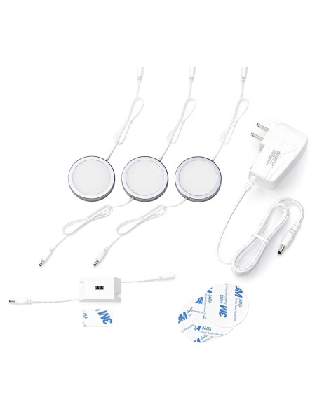 Luces LED EShine Puck Bajo Gabinete 3 Piezas Regulables