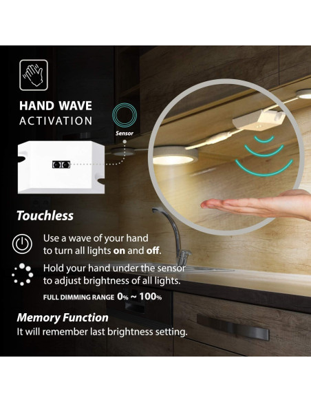 Luces LED EShine Puck Bajo Gabinete 3 Piezas Regulables