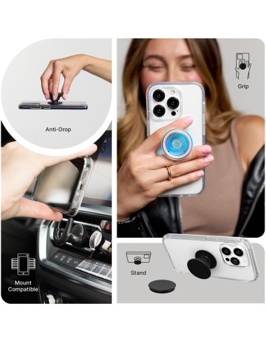 PopSockets Agarre Translúcido Brillo Claro - Soporte Teléfono