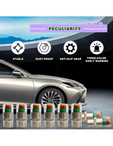 8 Tapones de Válvula de Presión de Neumáticos KEVWR Universal