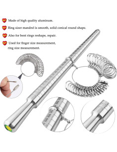 Kit Medidor de Tamaño de Anillo Metálico 27 Piezas 2