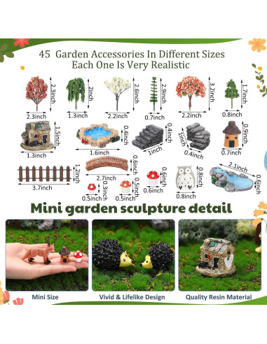 Kit de Accesorios de Jardín en Miniatura Chunful - 45 Piezas