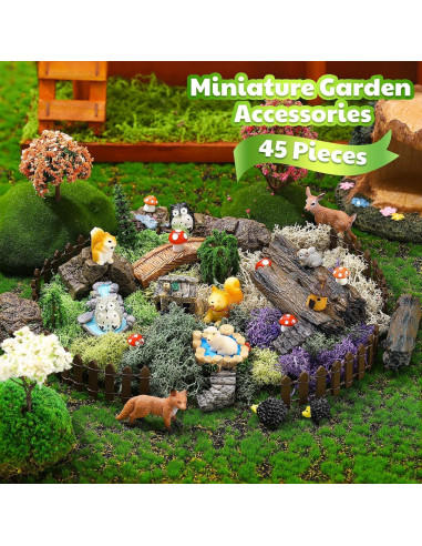 Kit de Accesorios de Jardín en Miniatura Chunful - 45 Piezas