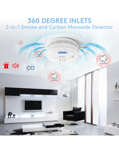 Detector de Humo y Monóxido Soewolit 4 Paquetes 85 dB