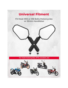 Espejos KEMIMOTO para Motocicleta M8 M10 Ajustables 360 2