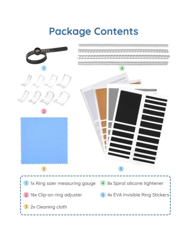 Ajustador de Tamaño de Anillo Gleamkid 103 Piezas Kit Completo