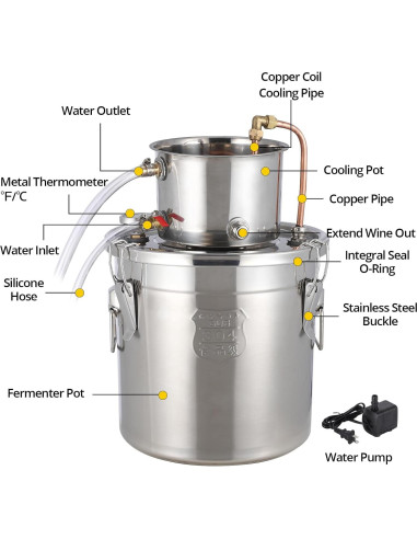 Kit de destilación de alcohol Takywep 30L con termómetro