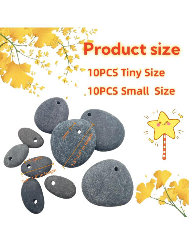 20 Piedras Planas de Río Perforadas CYLHCM para Pintar 9.5-13 cm