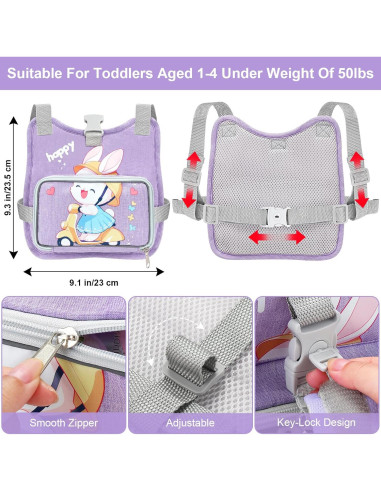 Accmor Arnés Antipérdida para Niños Pequeños Conejo Púrpura