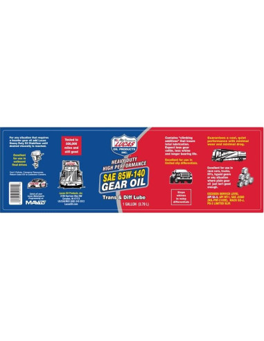 Aceite de Transmisión Lucas Oil 10045 85W-140 - 4 Latas