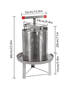 Prensa Manual de Vino y Frutas FairyPagoda 10L Acero Inoxidable 2