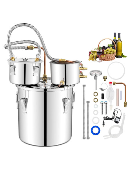 Destilador de Alcohol Giantex 5 Gal 3 Ollas Acero Inoxidable