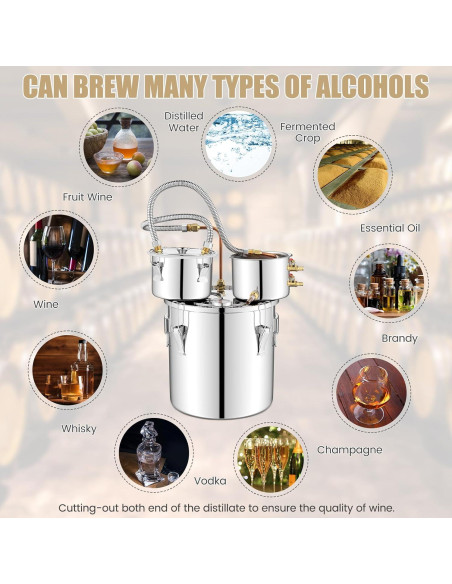 Destilador de Alcohol Giantex 5 Gal 3 Ollas Acero Inoxidable