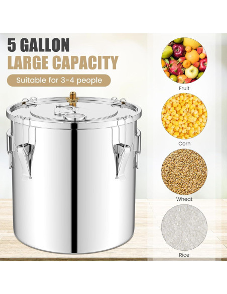 Destilador de Alcohol Giantex 5 Gal 3 Ollas Acero Inoxidable