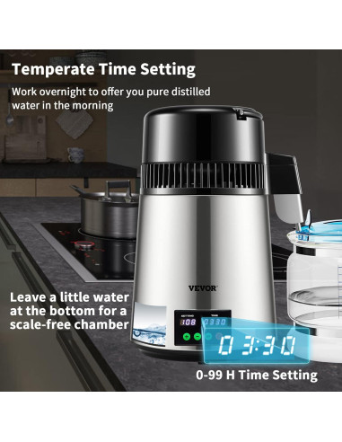 Destilador de Agua VEVOR 1.1 Gal Acero Inoxidable 750W