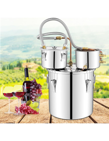 Destilador de Alcohol Giantex 5 Gal 3 Ollas Acero Inoxidable