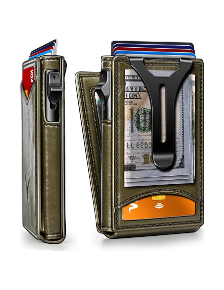 Billetera Bulliant Hombre Slim Cuero Magnético 9 Tarjetas