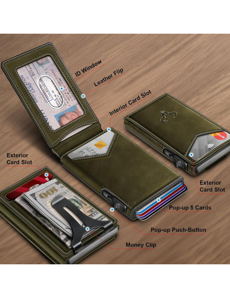 Billetera Bulliant Hombre Slim Cuero Magnético 9 Tarjetas