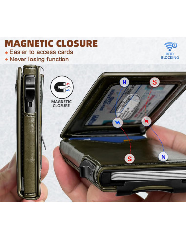 Billetera Bulliant Hombre Slim Cuero Magnético 9 Tarjetas