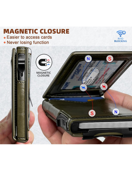 Billetera Bulliant Hombre Slim Cuero Magnético 9 Tarjetas