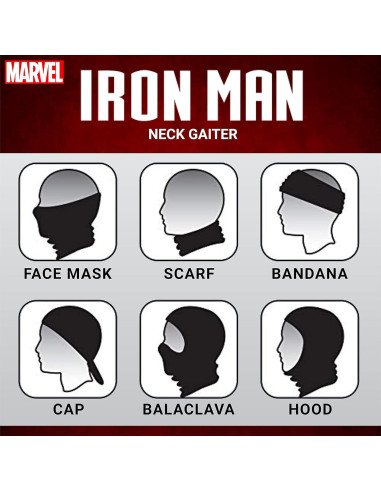 Bufanda Gaiter Cuello Marvel Iron Man Unisex Rojo