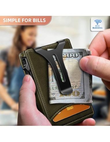 Billetera Bulliant Hombre Slim Cuero Magnético 9 Tarjetas