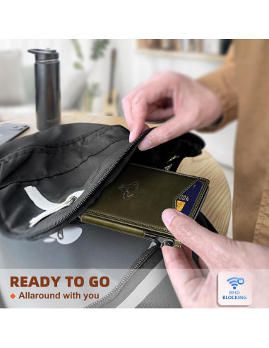 Billetera Bulliant Hombre Slim Cuero Magnético 9 Tarjetas