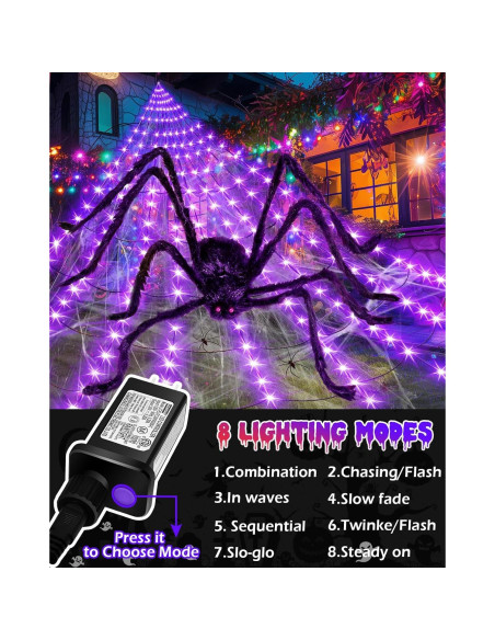 Luces de Telaraña Halloween Changzhou 5m 252LED 8 Modos